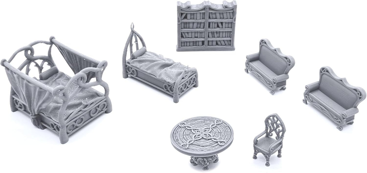 EnderToys Elegant Furniture by Printable Scenery, 3D Printed Tabletop RPG Scenery and Wargame Terrain 28mm Miniatures