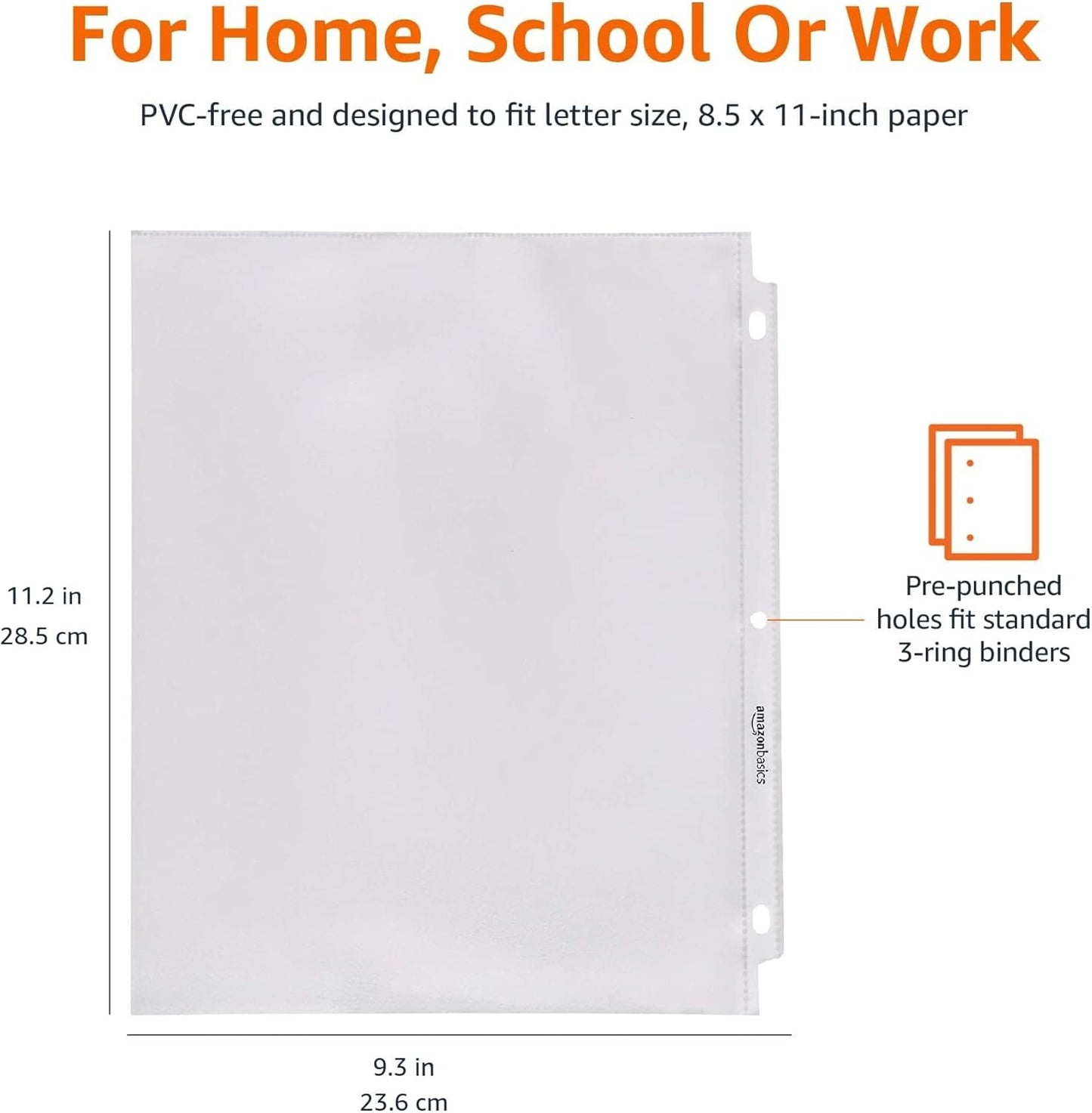 Amazon Basics Sheet Protector, Non-Glare, 100-Pack, 8.5 x 11, Clear