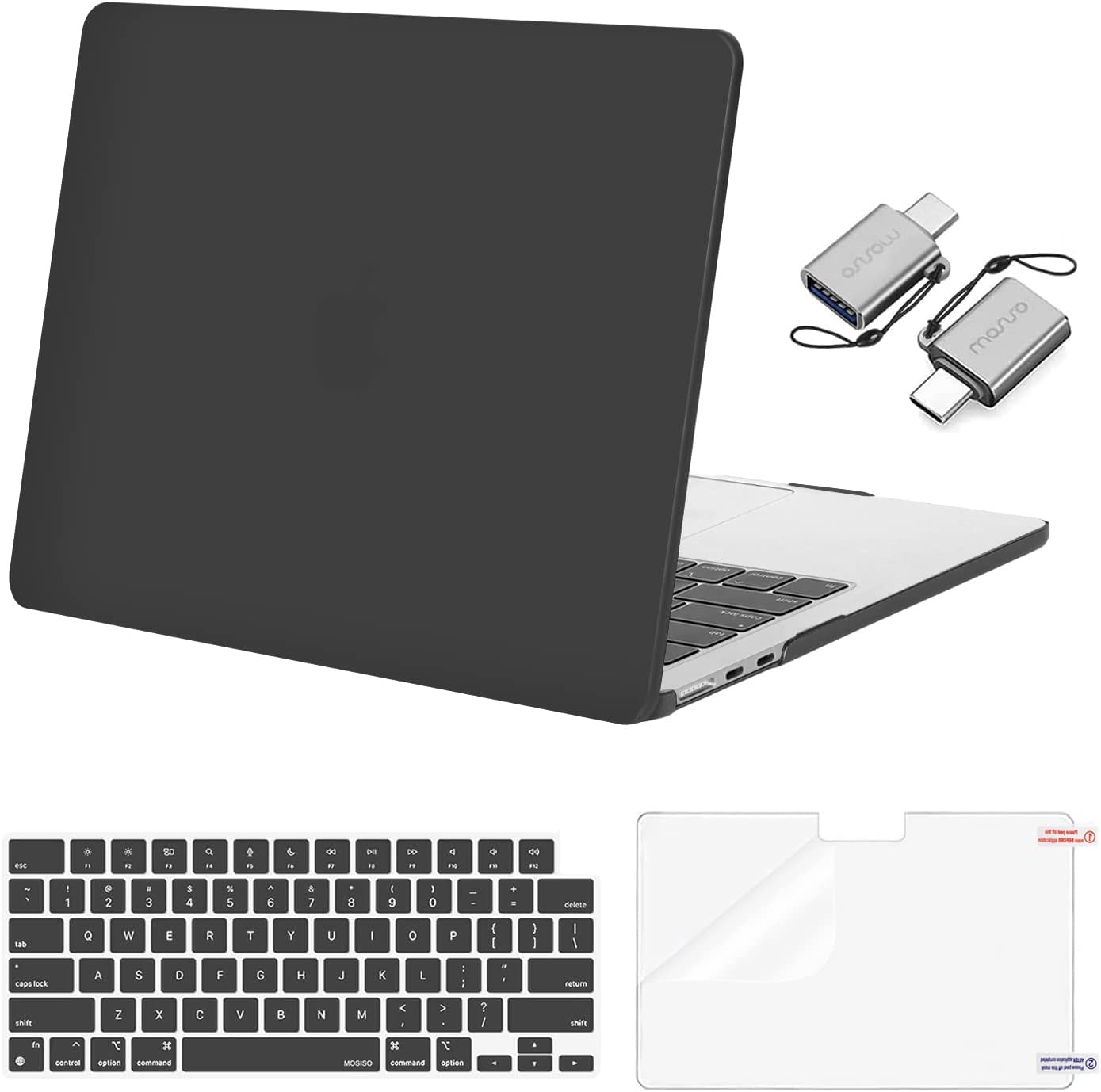 MOSISO Compatible with MacBook Air 13 inch Case 2025 2024 2023 2022 M4 A3240 M3 A3113 M2 A2681, Plastic Hard Shell&Keyboard Cover&Screen Film&Type C for MacBook Air 13.6 inch Case, Slate Gray