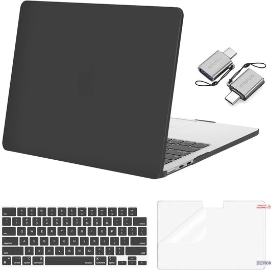 MOSISO Compatible with MacBook Air 13 inch Case 2025 2024 2023 2022 M4 A3240 M3 A3113 M2 A2681, Plastic Hard Shell&Keyboard Cover&Screen Film&Type C for MacBook Air 13.6 inch Case, Slate Gray