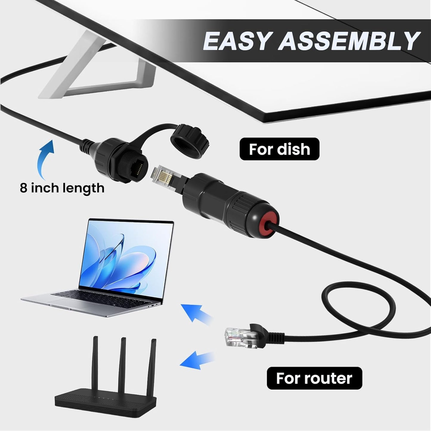 for Starlink Ethernet Adapter Gen 3/Mini, for Starlink Cable SPX to RJ45 Adapter for Standard V3/Mini Dish and Router Black (1PCS)
