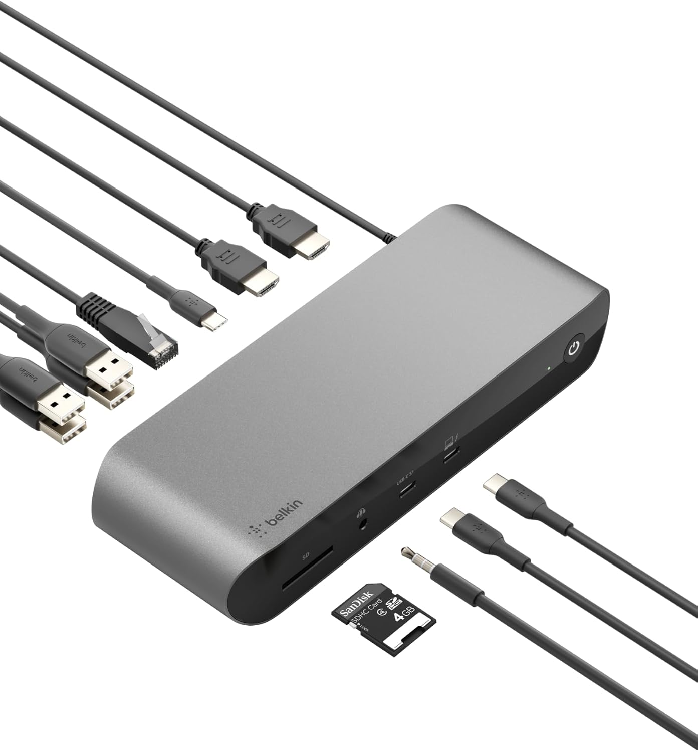 Belkin Thunderbolt 4 Docking Station with 90W Power Delivery for MacBook & Windows - 8K/Dual 4K Display, Thunderbolt 4 Cable, HDMI, Ethernet, SD & Audio Ports, Gray