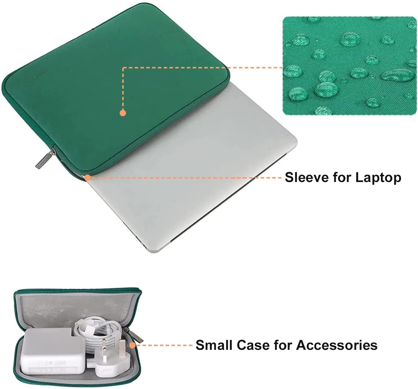 MOSISO Laptop Case 13.3 inch, 13-13.3 inch Laptop Sleeve Bag Compatible with MacBook Air/Pro 13 / Pro 14, HP Dell ASUS Lenovo Notebook, Neoprene Computer Sleeve Bag with Small Case, Peacock Green