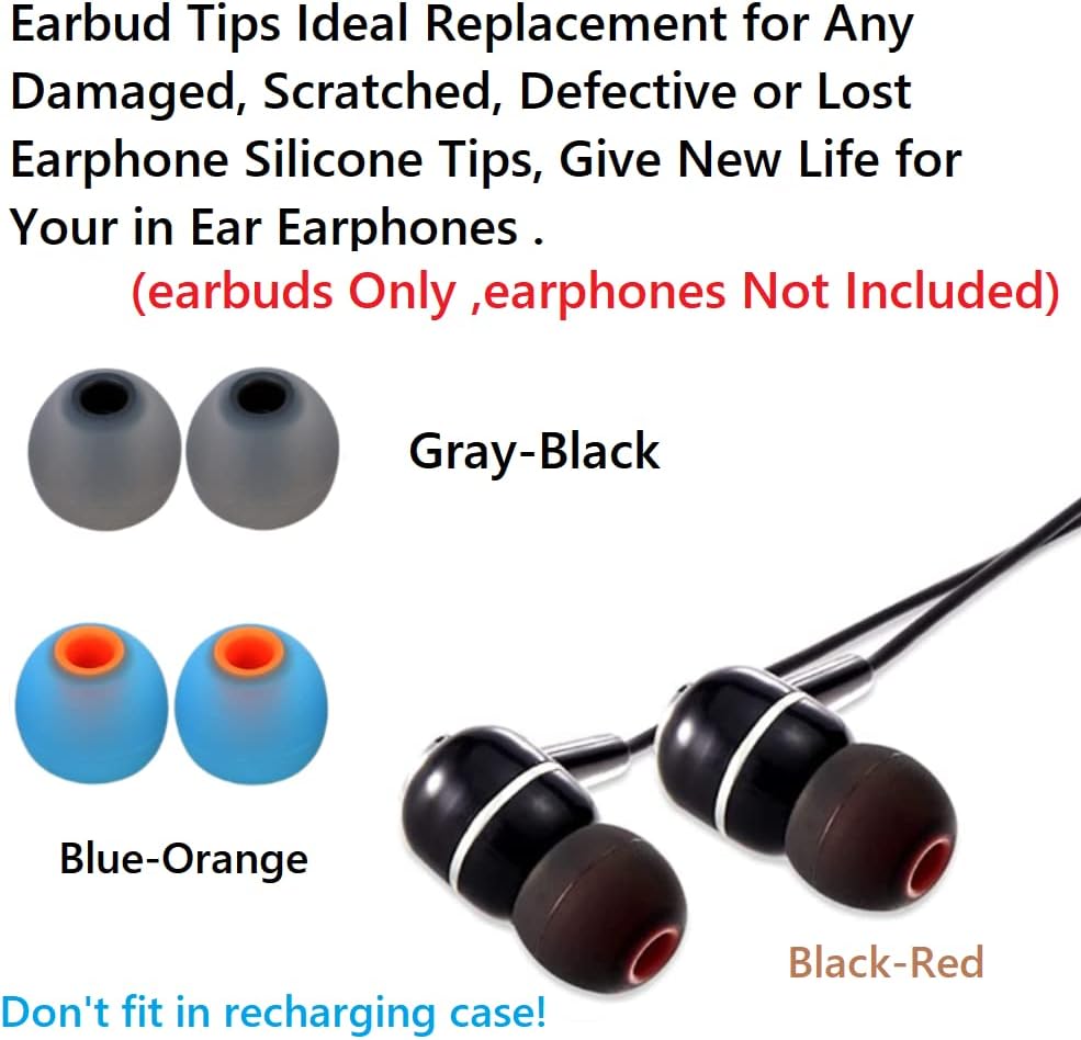 Earbuds Replacement Tips Silicone Earbud Tips Ear Bud Replacement Pieces Ear Gels Fit for Inner Hole from 3.8mm - 5.1mm Earphones 9 Pairs S/M/L