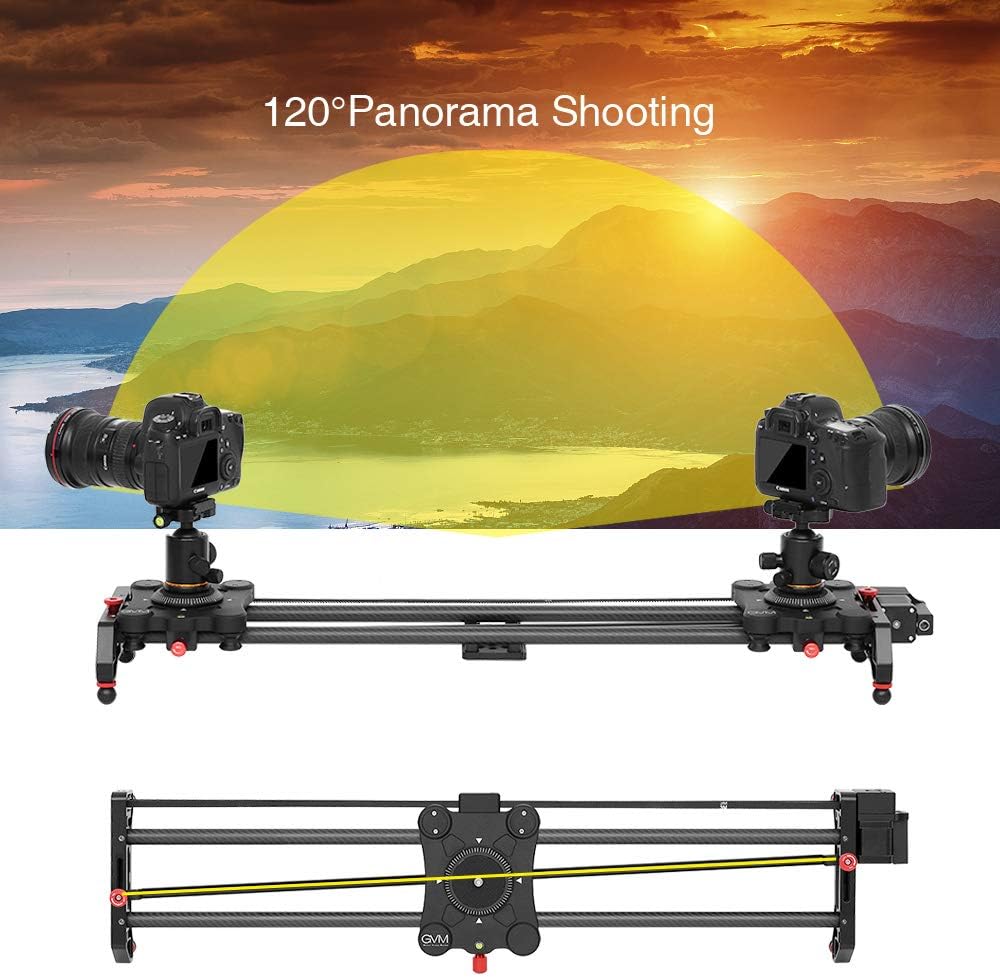GVM Motorized Camera Slider, 31" Carbon Fiber Dolly Rail Camera Slider with Time-Lapse Photography, Tracking Shooting and 120 Degree Panoramic Shooting for Most Cameras, with Remote Controller
