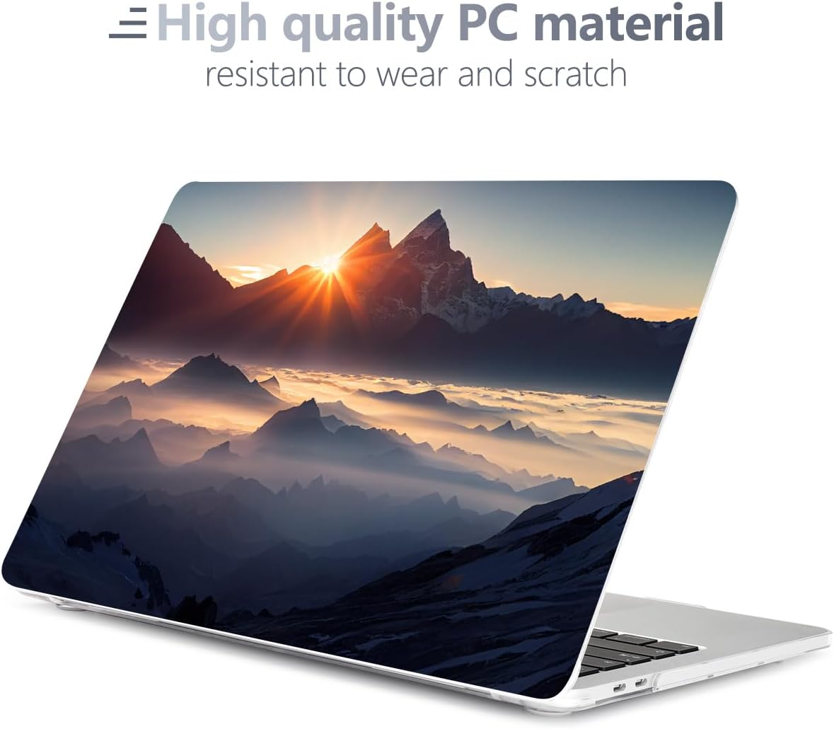 Batianda Design Case for M1 MacBook Air 13 Inch Model A2337 A2179 A1932 2021 2020 2019 Release,3D Painted Landscape Series Hard Shell with Keyboard Cover & Screen Protector, Sunrise