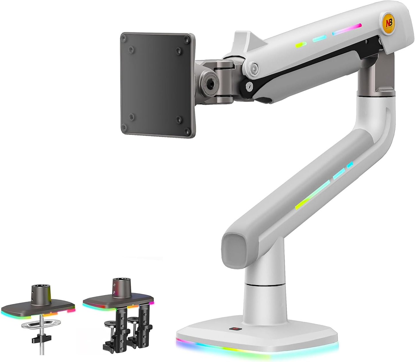 Gaming Monitor Arm for Flat/Ultrawide/Curved Monitors 32 to 60 inch, Heavy Duty Monitor Stand Load up to 20 kg, VESA 75/100 mm Mount (White)