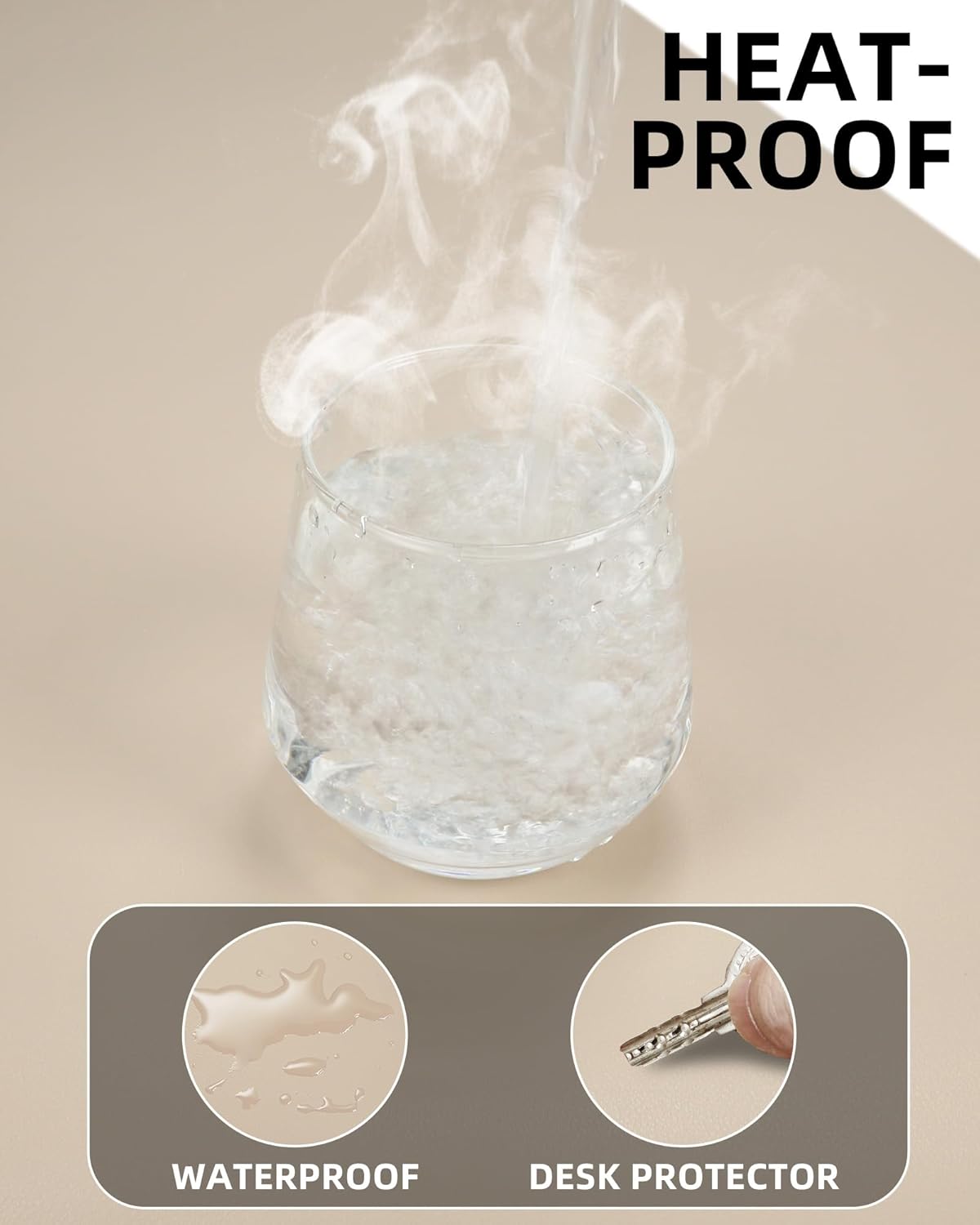 AFIING Leather Desk Pad Protector, Office Mat, Large Mouse Pad, Non-Slip PU Leather Blotter, Waterproof Writing Pad for Office and Home (Beige)