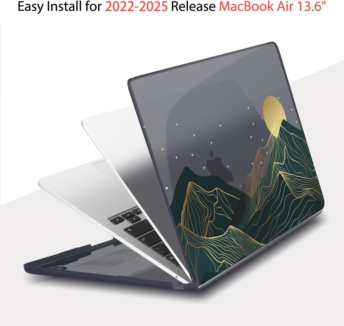 Teryeefi MacBook Air M2 Case 2022 Release A2681 Model, Glossy Plastic Hard Shell Cover with Screen Protector & Keyboard Cover for 13.6 Inch Laptop