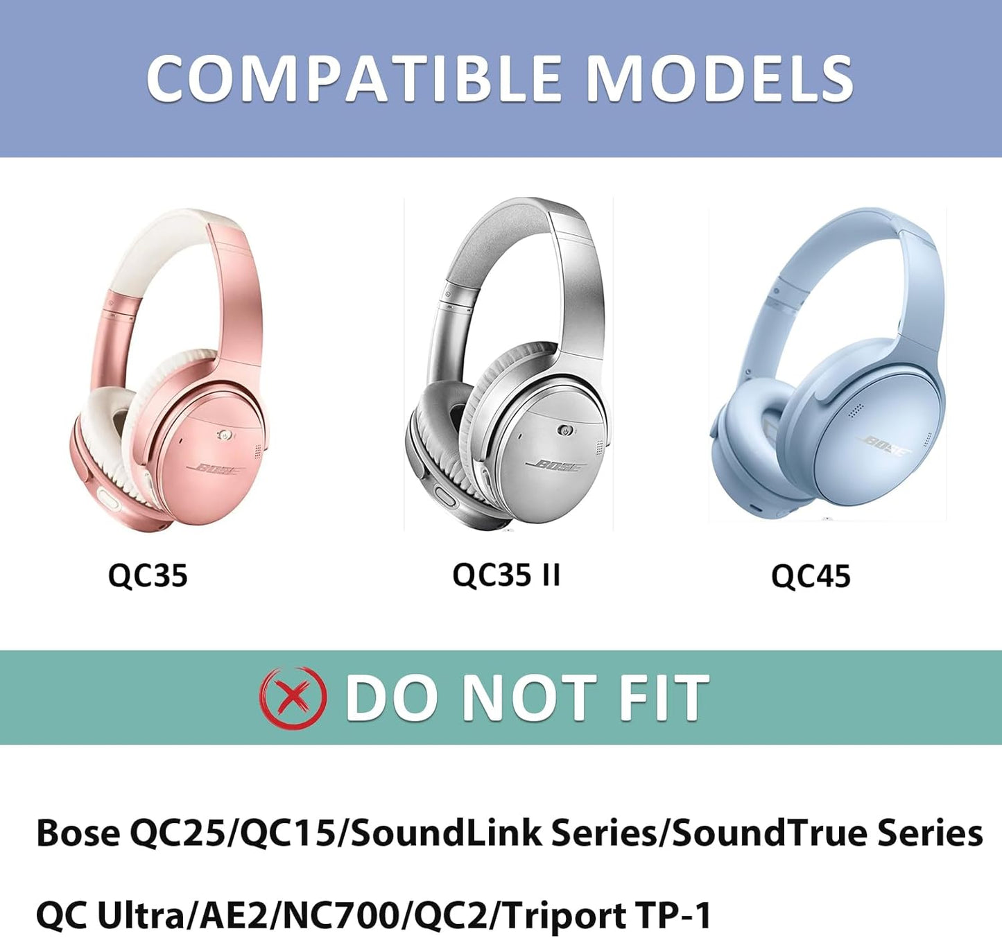 Headband Cushion Cover for Bose QuietComfort 45 (QC45) QC35 QC35 II Headphones with Protein Leather& Memory Foam (Cypress Green)