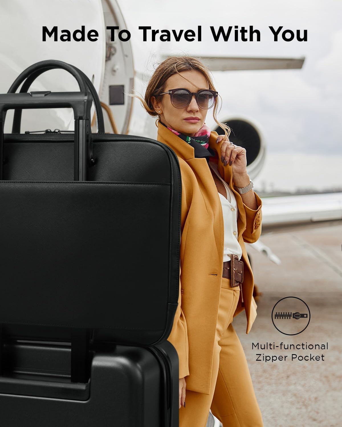 Lenovo 15.6-inch Laptop Bag (T200) - Water Resistant Leather Messenger Bag with Padded Device Compartment – Multi Compartment Professional Handbag with Shoulder Strap for Travel & Business