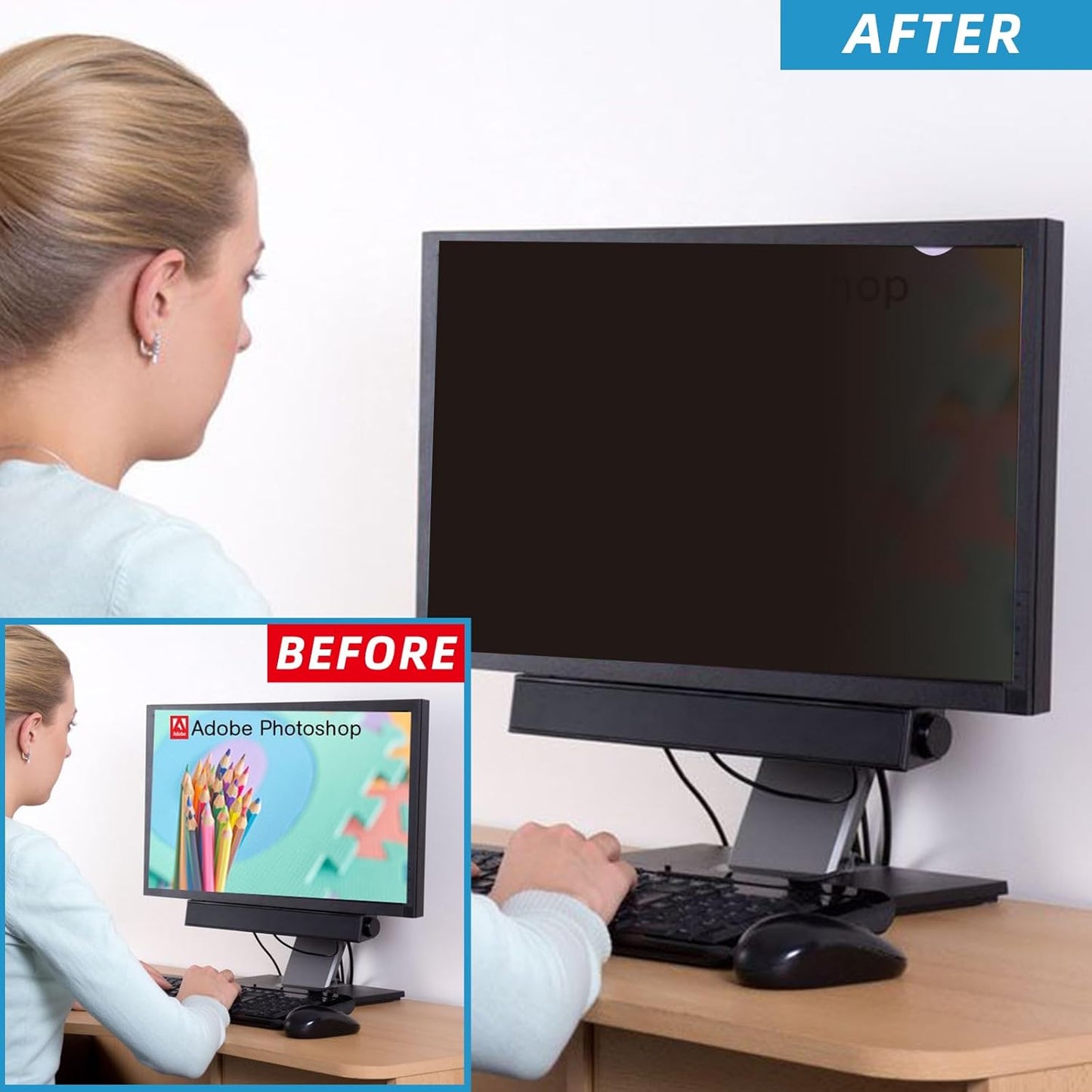 GUMIKE 2-PACK 24 inch Computer Privacy Screen Filter Suitable for 16:9 Aspect Ratio Widescreen Monitor - Blue Light Filter- Anti-Glare & Anti-Scratch Protector Film ([2-Pack] 24" Widescreen (16:9)