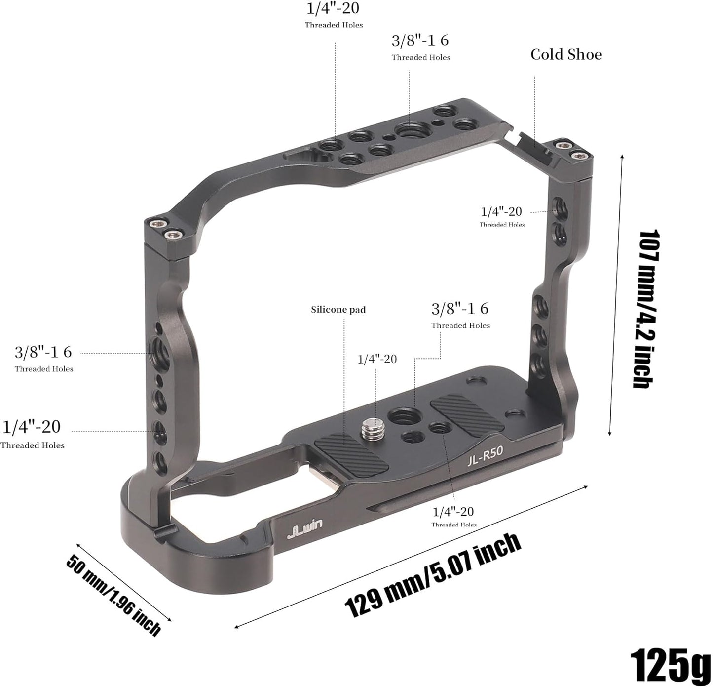 Hersmay R50 Cage with Top Handle,Aluminium Alloy Camera Cage for Canon EOS R50 Mirrorless Cameras, Vlogging Video Shooting Filmmaking Rig Stabilizer with 1/4" Mounting and 3/8" Arri Locating Hole