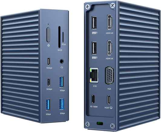 ACASIS USB C Docking Station Dual Monitor, 16-in-1 Laptpop Docking Station with 2* HDMI,VGA,2.5G Ethernet,SD/TF,10Gbps USB-C 3.1,3.5mm Audio,PD100W,USBC Hub for MacBook/Dell/Lenovo/HP/ThinkPad (Gray)