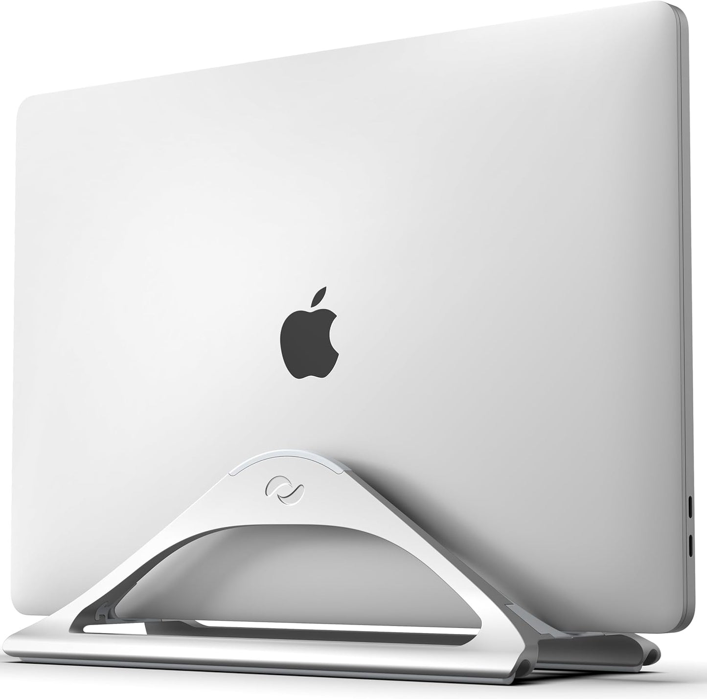 HumanCentric Vertical Laptop Stand for Desks in Silver Color, Upright Adjustable Holder to Dock Apple MacBook, MacBook Pro, and Other Laptops to Organize Work & Home Office, Automatic Grip