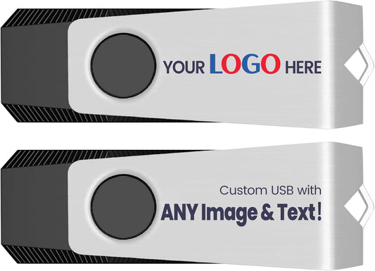 Customizable Flash Drives 128MB, Wooolken Personalized USB 2.0 Drive 10/20/50/100 Pack, Custom Thumb Drive Engraved Logo USB Drive (Mixcolors)