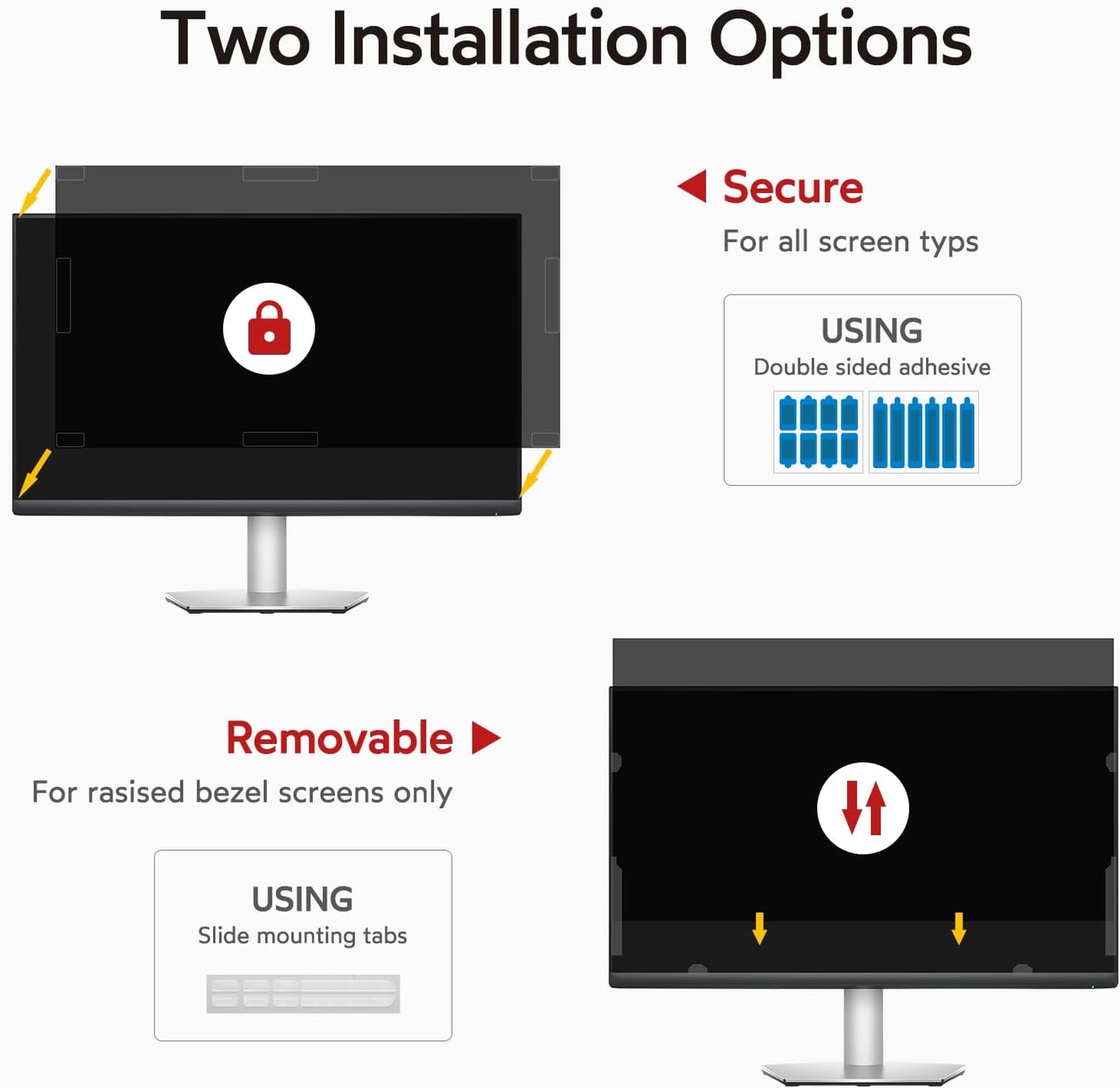 BERSEM 23.8 inch Removable Computer Privacy Screen Filter for 16:9 Ratio Monitor, Anti-Spy, Anti-Glare, Anti-Scratch, UV-Blocking