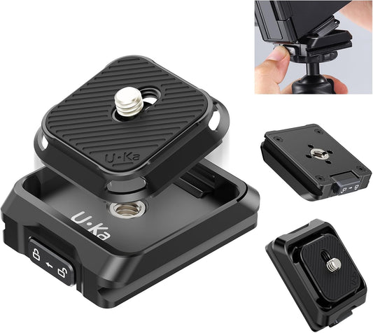ULANZI UKA01 Quick Release Plate Kit, Arcac/F38 Interface Camera Quick Release Plate Mount Quick Setup w/ 1/4" to 3/8" Screw Thread Gimbles Sliders Tripods Adapter for Sony/Nikon/DJI/Fuji