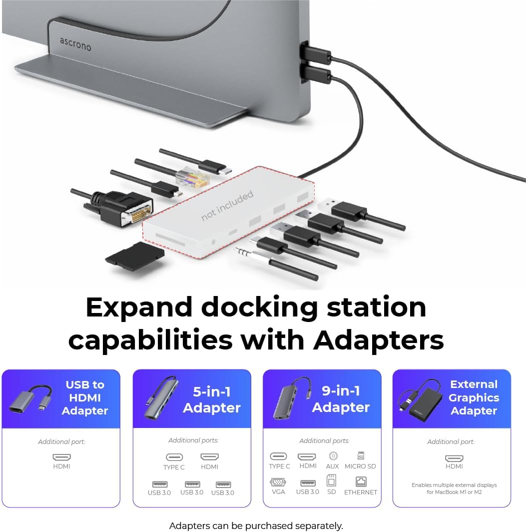 Dock for 15" Apple MacBook Air - Docking Station - Connect Dual Displays with Two Thunderbolt 4 USB-C Ports - Mac Docking Station Hub - Supports MacBook Air 15" (M2 2023 & M3 2024)