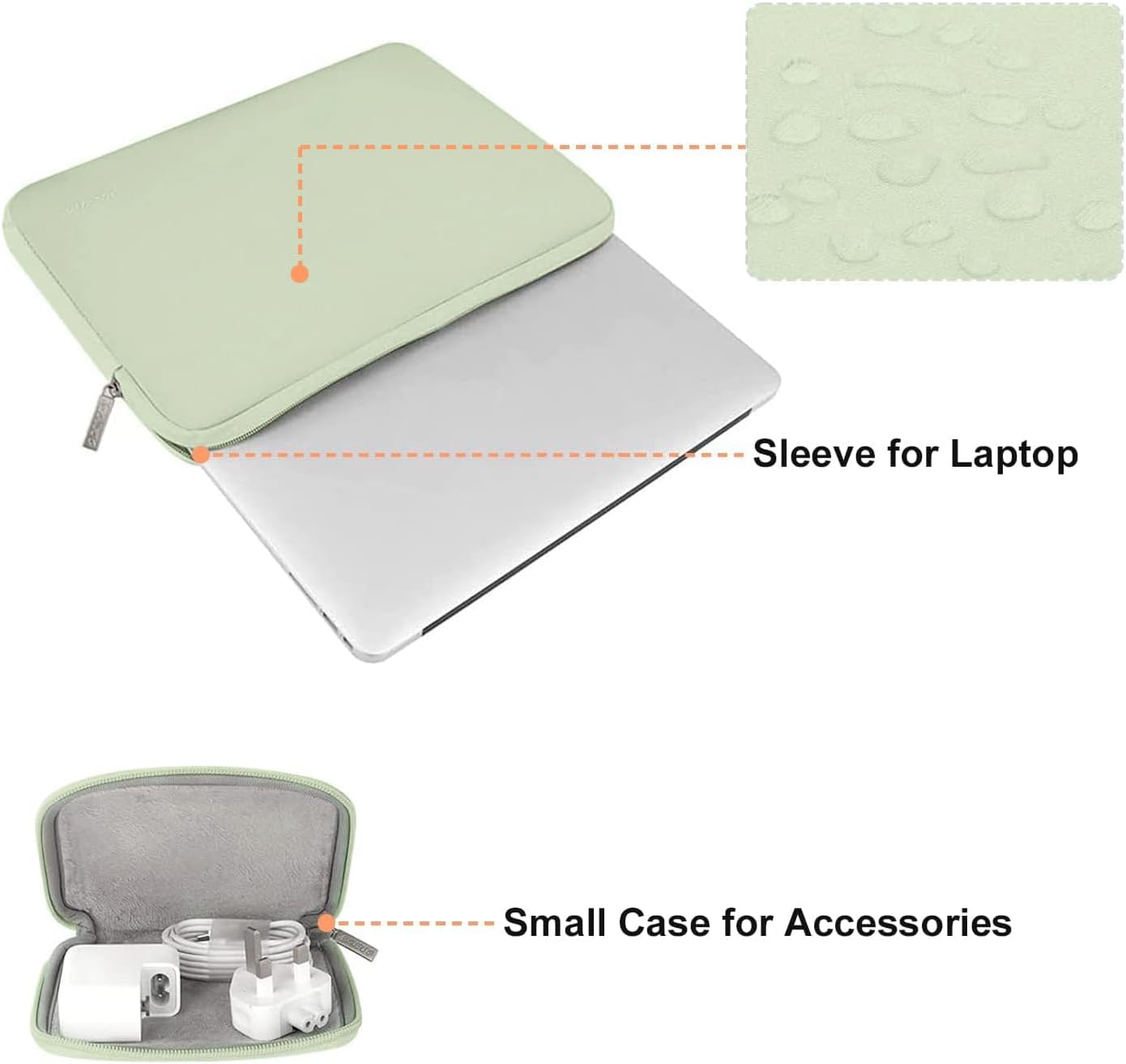 MOSISO Laptop Case 13.3 inch, 13-13.3 inch Laptop Sleeve Bag Compatible with MacBook Air/Pro 13 / Pro 14, HP Dell ASUS Lenovo Notebook, Neoprene Computer Sleeve Bag with Small Case, Sage Green