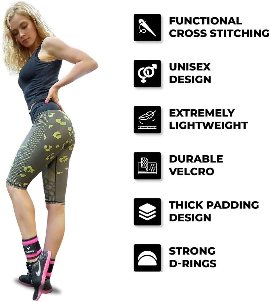 Ankle Straps for Cable Machines Women - Adjustable Gym Ankle Strap for Cable Machine, Neoprene Padded Cable Straps, Durable Leg Strap with Cable Cuff, Glute Kickback Ankle Strap with D Rings