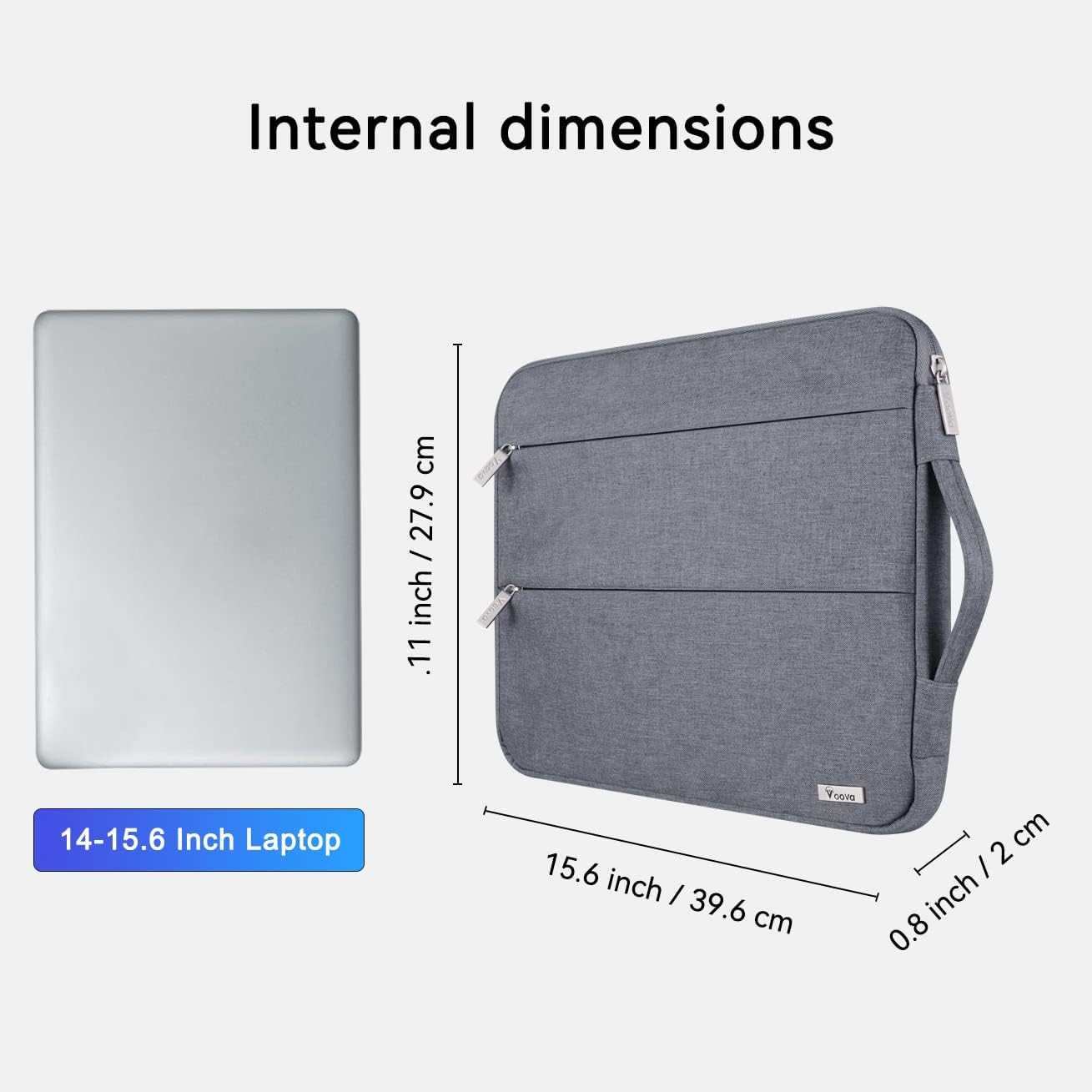 Voova Laptop Sleeve Carrying Case 15.6 16 Inch,Slim Computer Cover Bag Compatible with MacBook Pro 15/16, Dell xps 15,15-16 Inch HP Dell Asus Acer Laptop, Dark Grey
