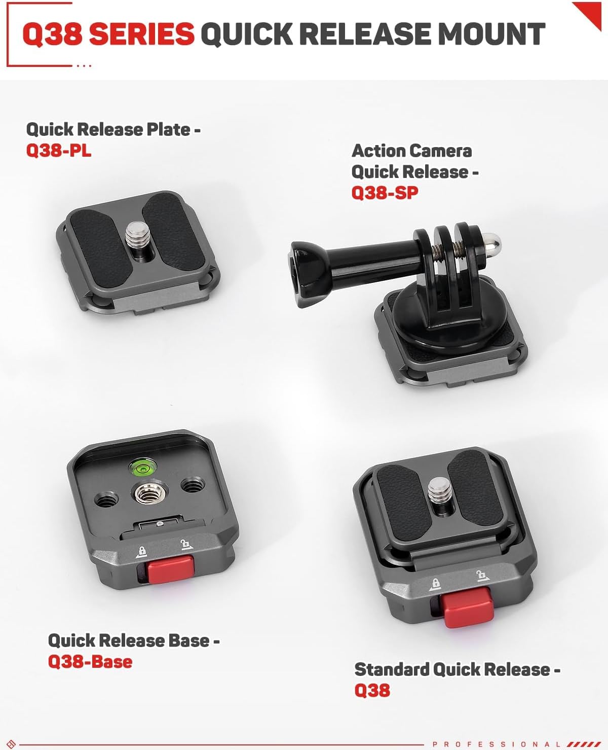 iFootage Q38-RS Quick Release Plate - Camera Quick Release System for DJI RS4 Pro, RS4, RS3 Pro, RS3, RS2, RSC2 Stabilizers, Tripods, Monopods, Sliders - Fast Installation and Swap