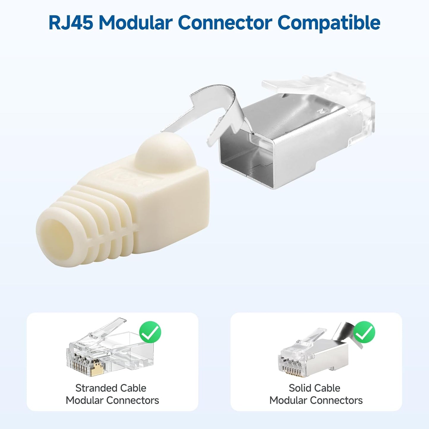 Cable Matters 100-Pack Cat6 / Cat5e RJ45 Strain Relief Boots, RJ45 Boot, Cat 6 Boot, Cat6 Ethernet Boots, White, Suitable for 6.5mm (0.25in) Ethernet Cables