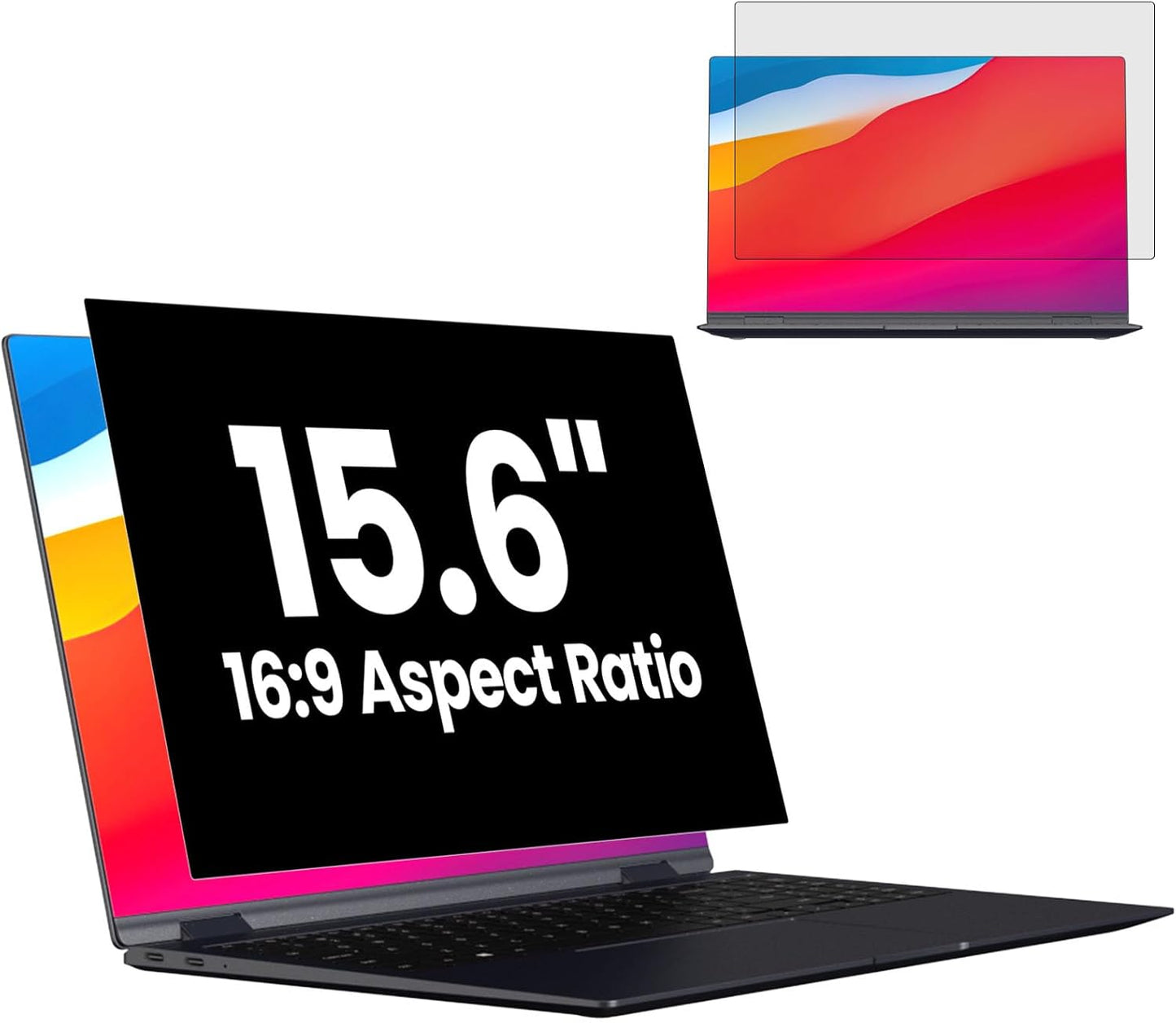 HD Laptop Privacy Screen 15.6 inch, Upgraded Laptop Privacy Screen for 16:9 Widescreen Removable Anti Glare Cover and Blue Light UV-Blocking Filter