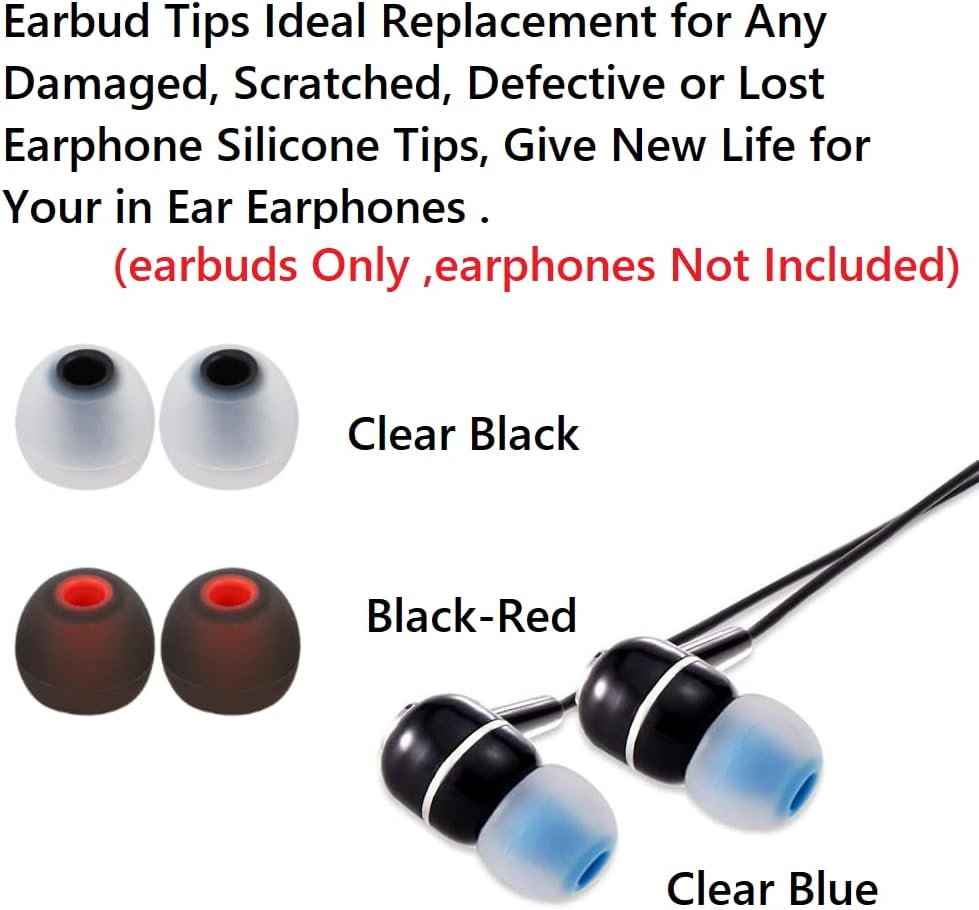 Earbuds Replacement Tips Silicone Earbud Tips Ear Gels Fit for Inner Hole from 3.8mm - 5.1mm Earphones 9 Pairs S/M/L