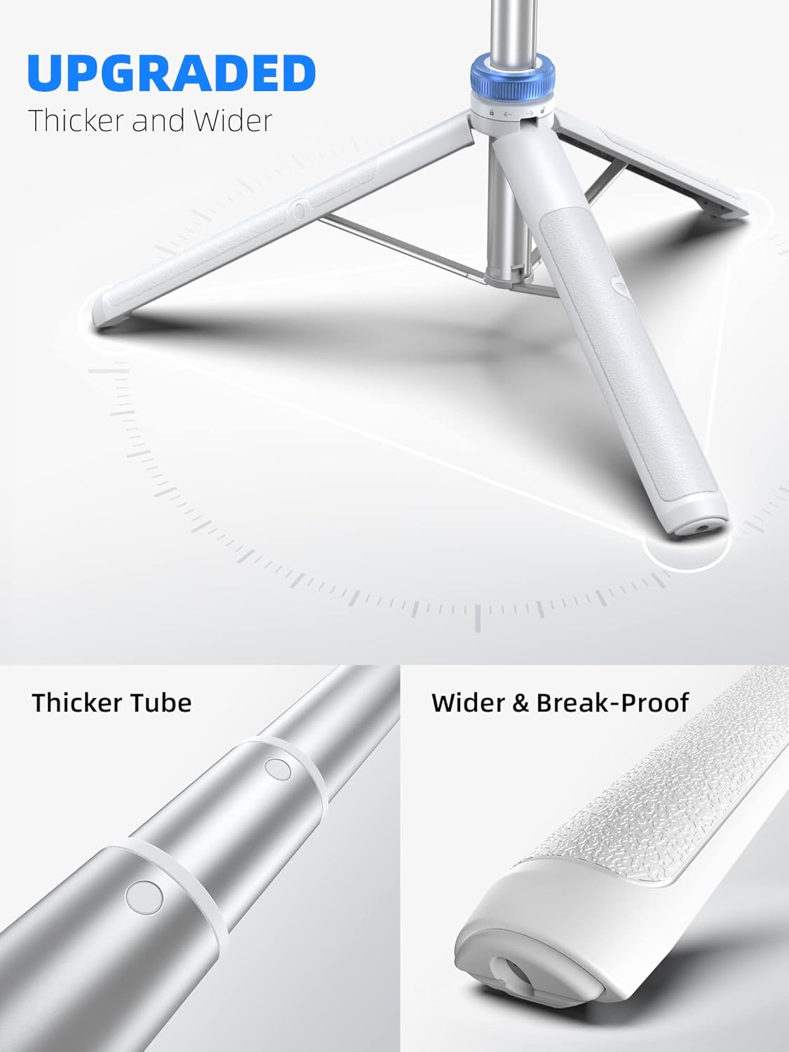 Kaiess 62" Phone Tripod & Selfie Stick, Extendable Photography Light Stand with Wireless Remote, Solidest, Portable, Lightweight, Compatible with iPhone/Android Phone (White)