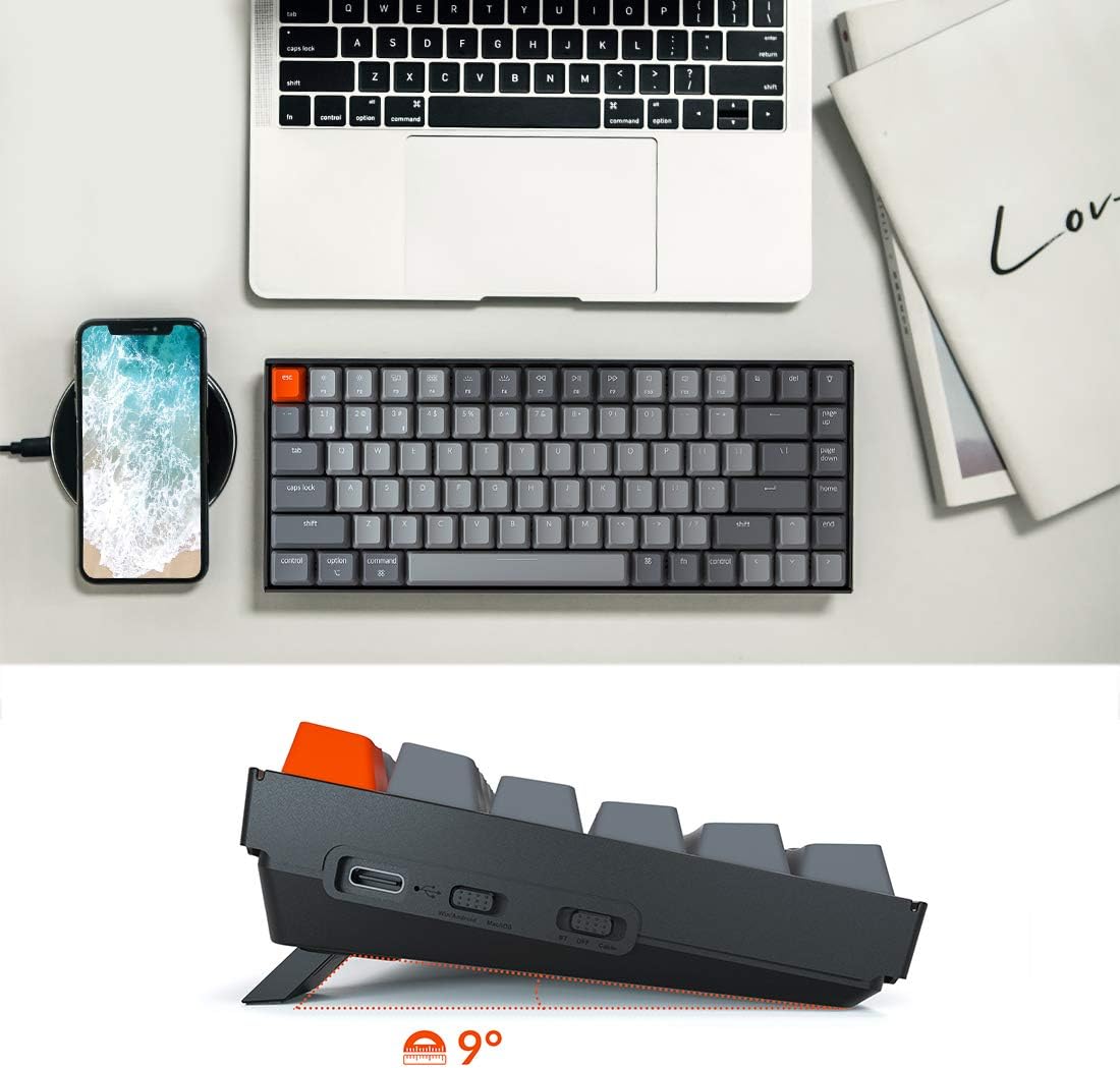 Keychron K2 75% Layout Bluetooth Wireless Mechanical Keyboard K Pro Brown Switch/White LED Backlit/USB C/Anti Ghosting/N-Key Rollover, 84 Keys Gaming Keyboard for Mac Windows-Version 2