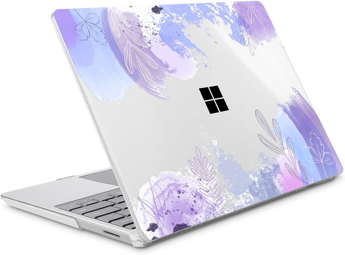 Tuiklol Case for 15 Inch Microsoft Surface Laptop 5/4/3 2022-2020, Model 1979/1953/1872/1873 Hard Shell Cover, Keyboard Cover+Screen Protector+Dust Plugs,Inset Flora