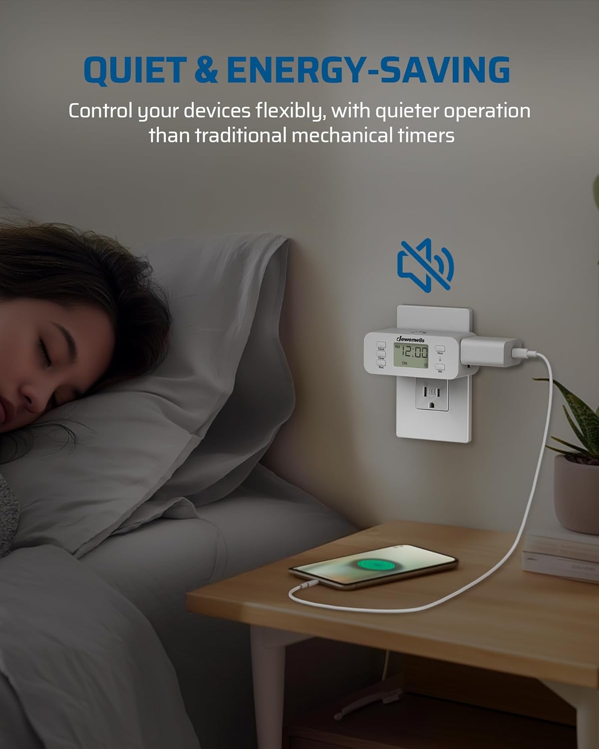 DEWENWILS 24 Hour Programmable Digital Timer Outlet, 2 Pack Timers for Electrical Outlets, Indoor Light Timers for Lamp Fan Aquarium, 2 Grounded Outlet, 125V/15A Resistive/1000W Tungsten, 3 Prong