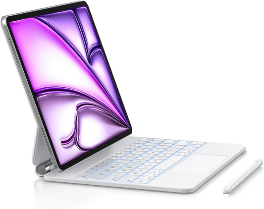 Keyboard Case with Stylus Pen for ipad Air 11-inch (M3 2025,M2 2024)iPad Pro11 in(1st/2nd/3rd/4th Generation) Magic-Style Magnetic Keyboard Case,Multi-Touch Trackpad 10.9” iPad Air 4th/5th Gen.(white)
