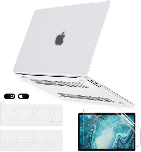 Frost Case for MacBook Pro 13 inch M2 M1 A2338 A2289 A2251 A2159 A1989 A1706 2023-2016 Release with Touch ID, 6 in 1 Plastic Hard Shell&Keyboard Cover&Screen Protector&Webcam Cover,Matt Clear