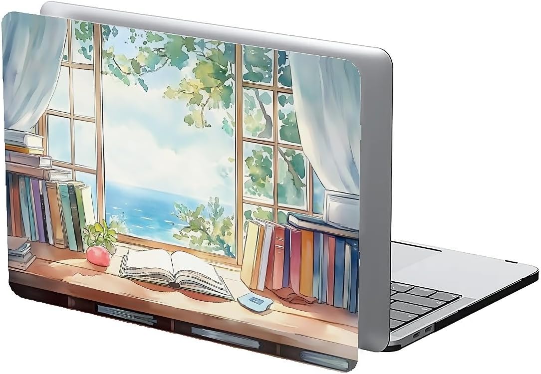 Compatible with MacBook Air 13.3 13.6 Inch Case 2022 2021 2020 2019 Plastic Hard Shell Case Cover,13.3 Pro(A1706/A1708/A1989/A2159/A2289/A2338), Books and a Window