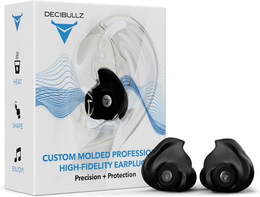 Decibullz Professional Moldable Earplugs, Noise Cancelling Earplugs, Concert Ear Plugs, Perfect for Musicians, Recording Artists, DJ's, and Festivals
