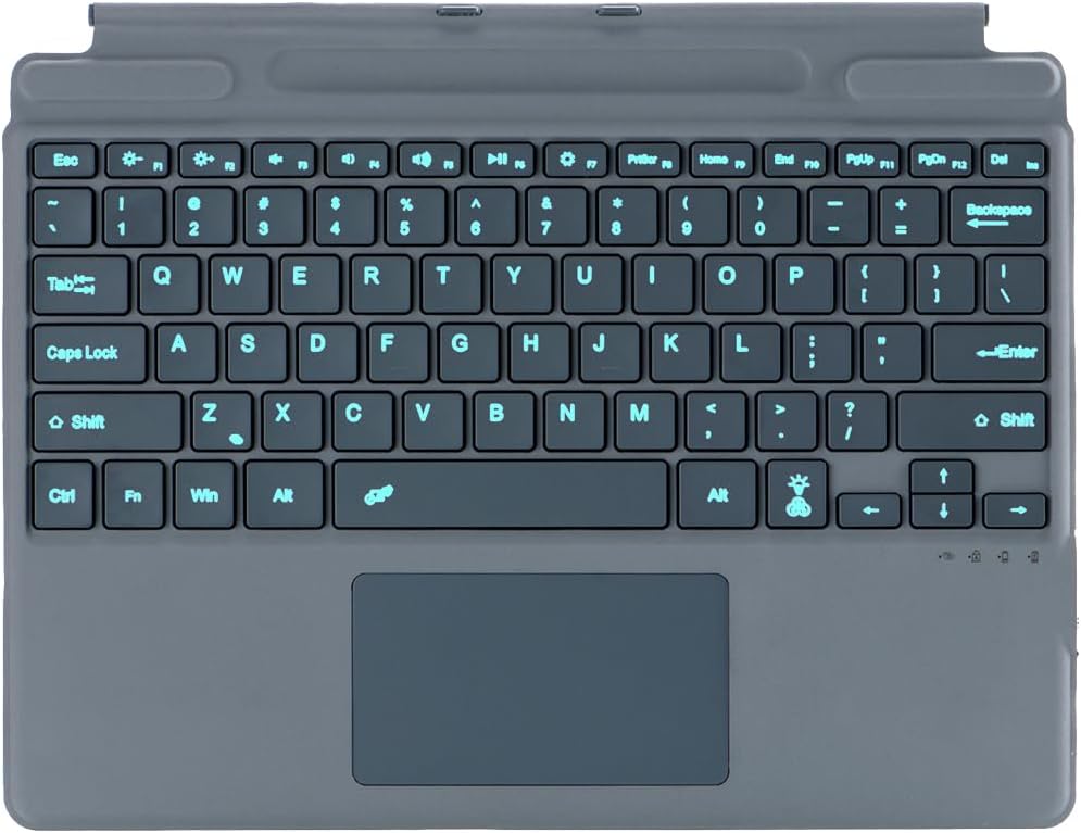 Keyboard for Microsoft Surface Pro Copilot+ (11th Edition) / Pro 11 / Pro 10 / Pro 9 / Pro 8 / Pro X, 13 inch, Detachable Type Cover with Touchpad, 7-Color Backlit & Pen Holder(Grey)