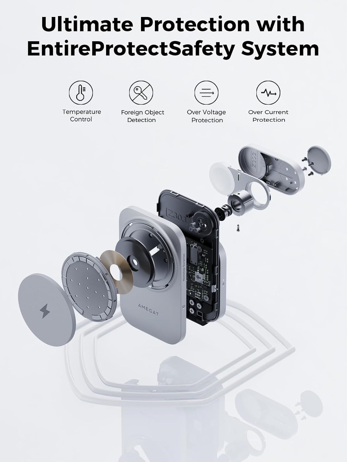 MagFusion Z 3-in-1 Charging Station Compatible with MagSafe, Qi2 Certified 15W Wireless Foldable Charger, for iPhone 16/15/14/13/12, AirPods 4/3/2/Pro, Apple Watch Charger, Silver