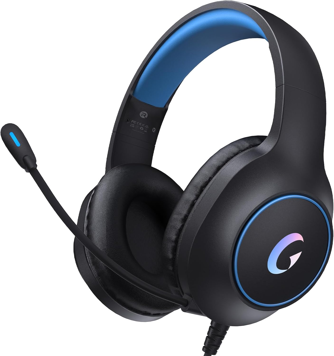 CM7002 Gaming Headset for PS5, PS4, PC, Mac, Switch, Xbox Series, Surround Sound RGB Gaming Headphones with Noise Canceling Microphone, 50MM Dynamic Drivers, 3.5MM Audio Jack, Blue