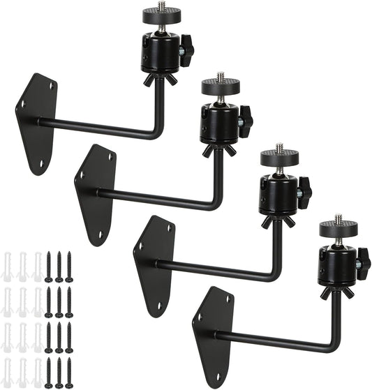 4-Pcs Camera Wall Mount Bracket, 360 Camera Mount with 1/4 Inch Thread, Metal Security Camera Mount, Camera Holder for Surveillance Cameras, Solar Panels, Lights