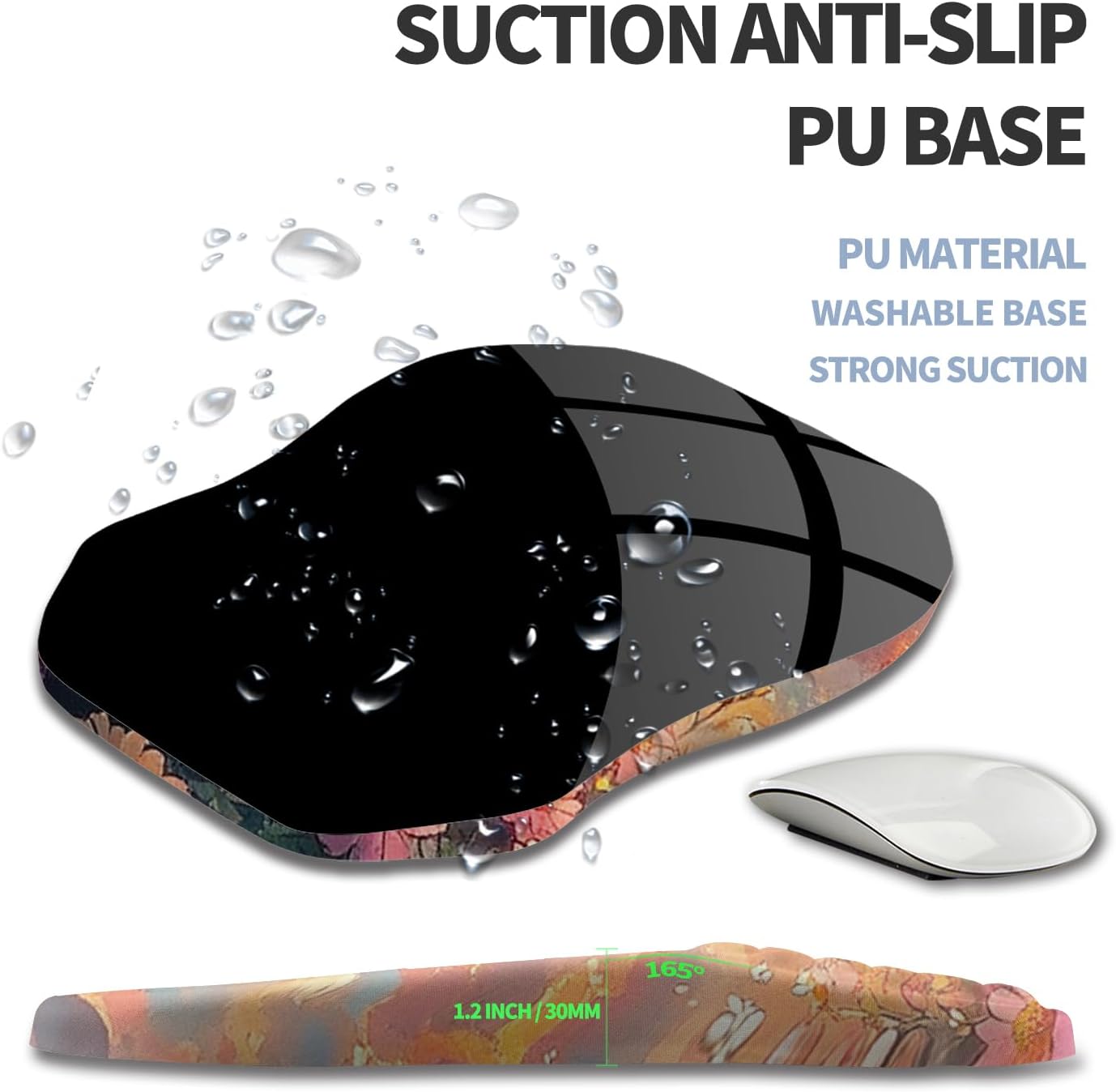 Ergonomic Raised Mouse Pad Wrist Support with Bilateral Slope Memory Foam Mousepad for Wrist Rest and Carpal Tunnel Pain Relief 11.8x7.9〃Flower Sea Cat