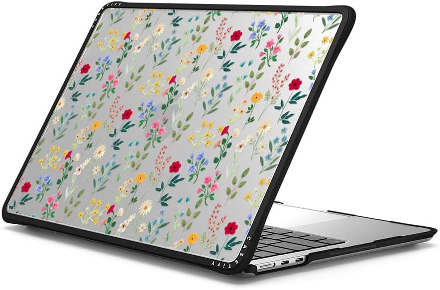 CASETiFY Impact MacBook Air 13.6" (M2-M4) Case [Cushioned Impact Corners/Scratch-Resistant/Anti-Slip Grip] - Spring Botanicals 2 - Clear Black