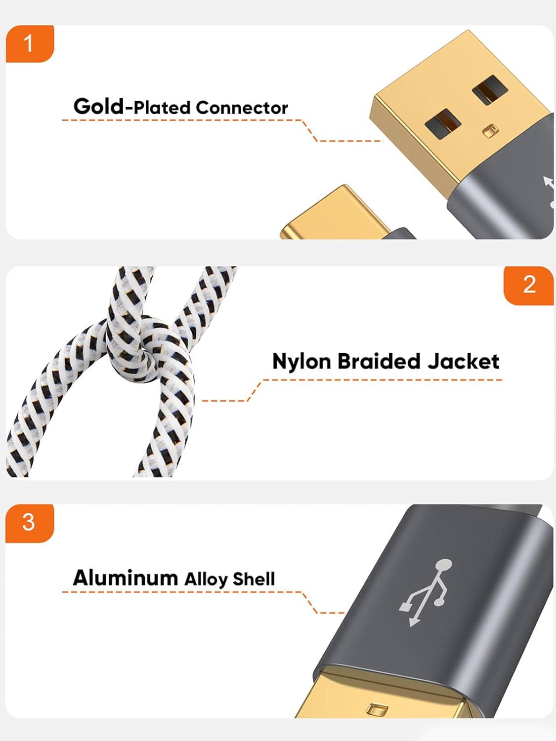 CableCreation USB A to USB C Short Cable 1FT 10Gbps, 3A Fast Charging Cable, USB C 3.1 Gen 2 Cable, USB-C Carplay Android Auto, Type C Cord for iPhone 16 15 Pro SSD Galaxy MacBook Pixel iPad