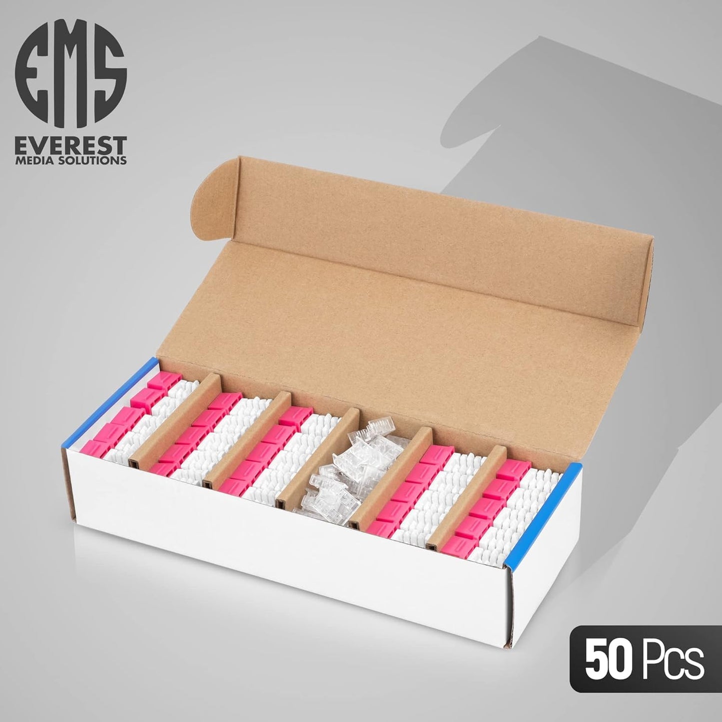 Everest 90° Angled RJ45 Cat6A Keystone Jacks 50-Pack in Pink - Slim Profile Female RJ45 Connectors - Cat 6A Keystone Jack - Compatible with 90° Angled Speed Termination Tool - easyJACK (B094WB91H3)
