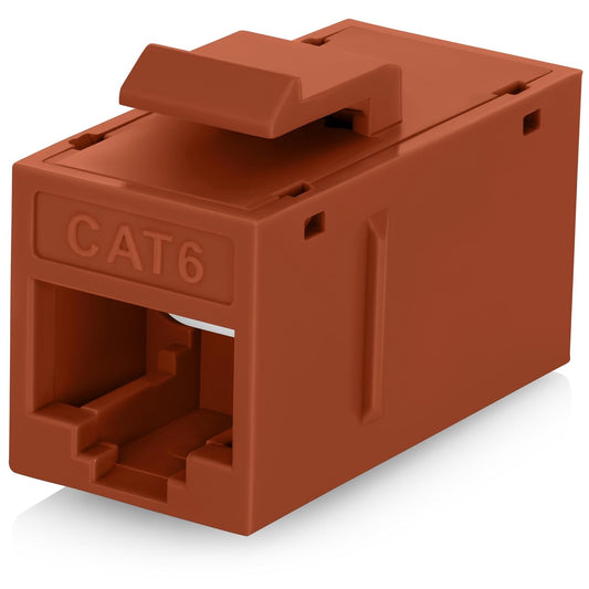 Everest Cat6 RJ45 Keystone Coupler (24-Pack) in Orange - RJ45 Coupler - Cat 6 Couplers - Female to Female Cat6 Keystone Jacks - Ethernet Couplers - Ethernet Cable Extender