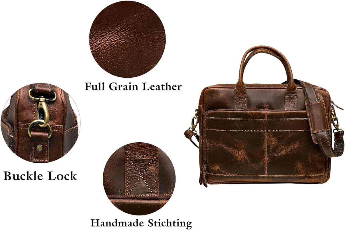 VC VINTAGE COUTURE Leather briefcase bag for men Leather Laptop Bags For Men and Women Travel Messenger Bag