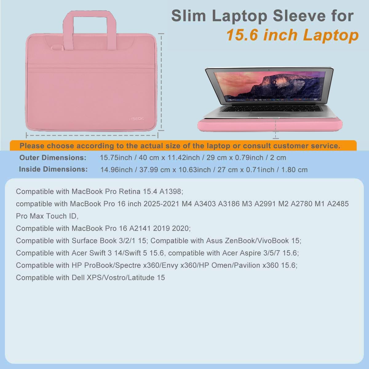 Universal Laptop Shoulder Bag 13-17.3 Inch Shockproof Briefcase with Multi-Pockets & Adjustable Strap for MacBook Pro/Air