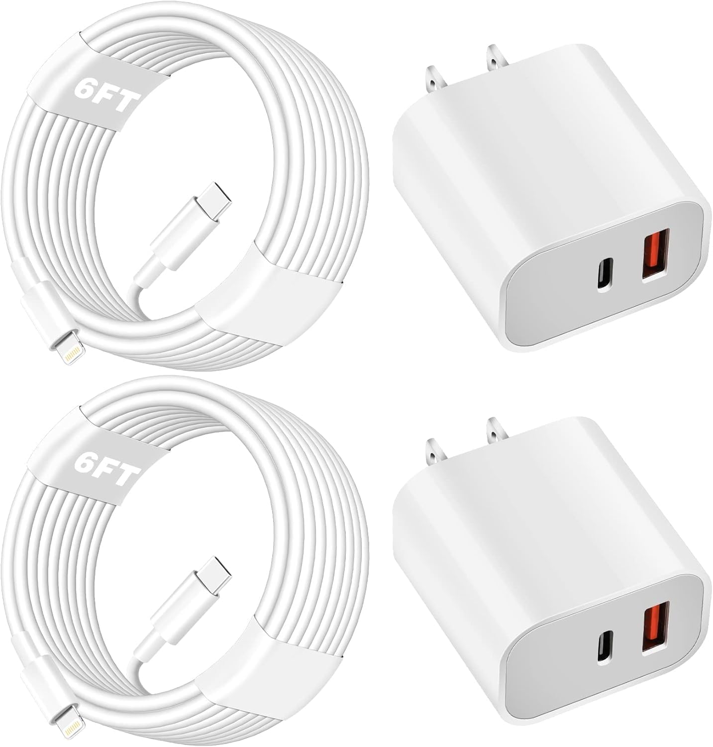 Fast Charger for iPhone,Dual Port A/C Apple iPhone Charger Fast Charging Block,2Pack Quick Double A/C iPhones Wall Chargers Adapter,6FT USB C to Lightning Cable for iPhone14 ProMax/13/12/11/XS/XR/iPad